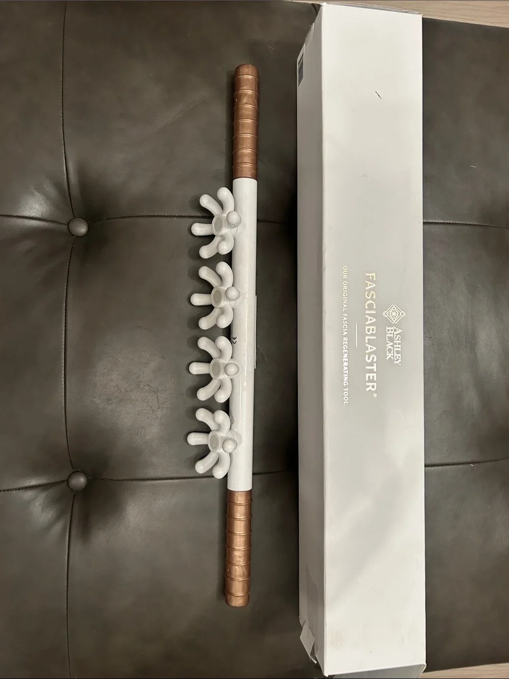 Ashley Black FasciaBlaster Body Massage Stick – White with Copper Handles